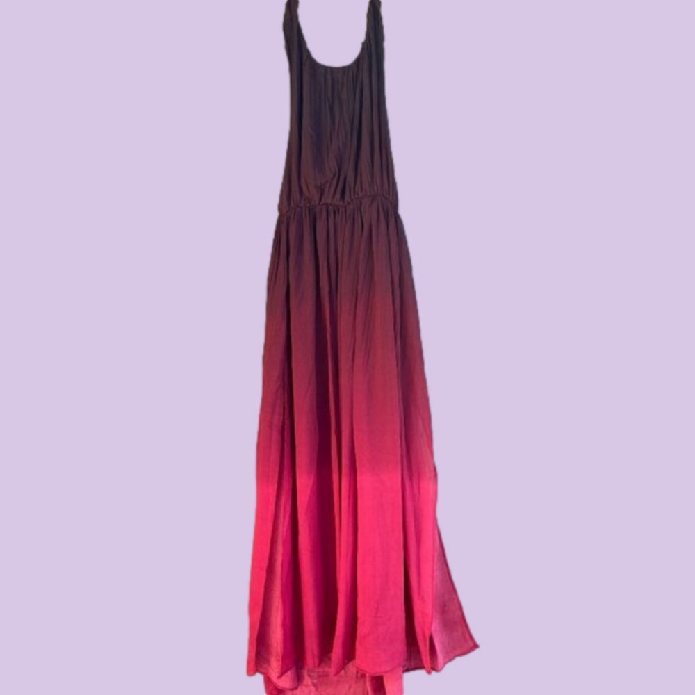 Purple to Red ombre Flowy backless maxi halter dress XL by Zaful